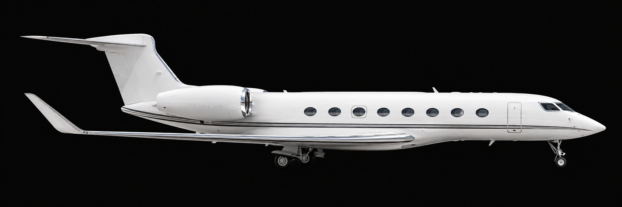 Vista lateral de um jato executivo com as áreas afetadas por cada diretriz de aeronavegabilidade
